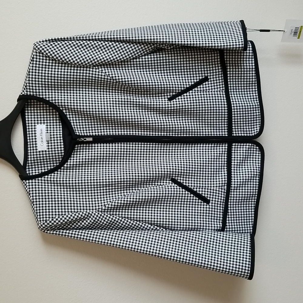 Calvin Klein Suit Jacket - Black/White Gingham Sz 14